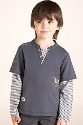 Pure Cotton Long Sleeve Double Layer Slub T-Shirt