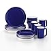 Rachael Ray Dinnerware Round and Square 4-Piece Stoneware Dinner Plate Set, Blue