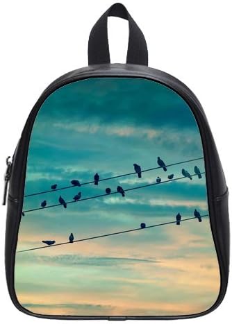 Fashion Birds Kid's School Bag Funny Birds Stay at the Wire PU leather Backpack