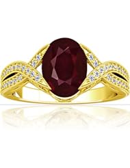 14K Yellow Gold Oval Cut Ruby Ring With Sidestones