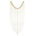 Goldtone with Clear Iced Out Single Row Dangling Tassels Cuban Chain Necklace & Matching Earrings
