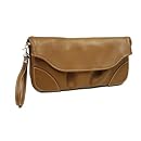 Piel Leather Clutch Large Wristlet, Saddle, One Size