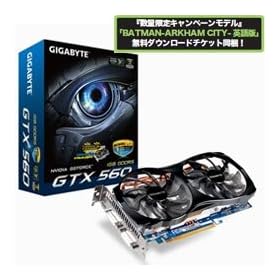 GIGABYTE�@GeForce GTX560���ڃr�f�I�J�[�h�iPCIe�Ή��j BATMAN-Arkham City-�v���C�`�P�b�g���� ���胂�f���@GV-N56GOC-1GI/BTM