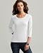 Style&co. Three-Quarter Sleeve Scoop Neck Tee