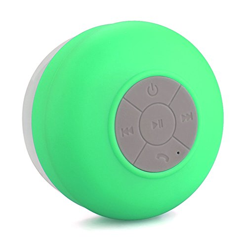 Bluetooth 2.1 Waterproof Shower Speaker, Portable Hand-free Speakerphone with Suction Cup, 6hrs of Playtime, Green