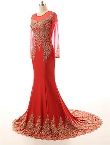 Izarale Women's Long Sleeves Formal Evening Prom Dresses Cocktail Party Gown Royal Blue Size 22W