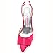 ElegantPark HC1404 Women's Pointy Toe Stiletto Heel Slingbacks Bow Satin Wedding Party Prom Pumps Shoes