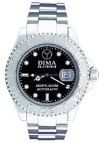 DIMA - Mens Platinum Series Pitch Black Dial 25 Jewel Automatic Watch