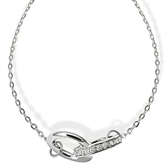 Averdin Damen-Collier zwei Ringe Fantasy 925 Silber 23 klare Zirkonia 45 cm Pa C4673S