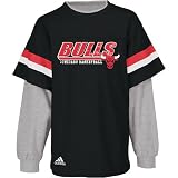 adidas Chicago Bulls Kids (sizes 4-7) Faux Layered Long Sleeve T-Shirt