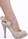 Designer Elegant Pump with Dressy Side Bow Trimmed in Gold from Hot Fash Shoes - VIVA Champagne