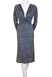 Jully Kang Ruched Shoulders Twisted Knot Plunging Neckline Long Sleeves Small Hexagon Print Maxi Long Dress White Blue Gray