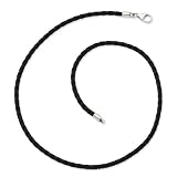 Silver Plated Woven Leather Necklace 18 Inches