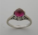 14k White Gold Antique Filigree Ruby Ring