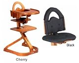 Svan High Chair from Scandinavian Child with Infant Kit and Cushion, Black Cushion with Cherry Wood