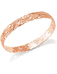 Plumeria Scroll 10mm Bracelet in 14K Rose Gold - Size 7.5