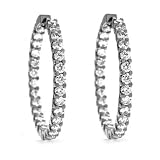 18k White Gold 3.05ct Round Diamond Hoop Earrings