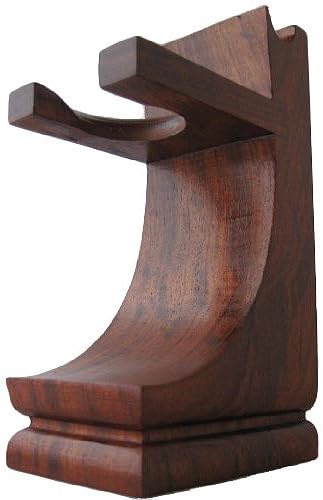 Mission Style Wood Shave Stand for Razor and Brush - Walnut Finish