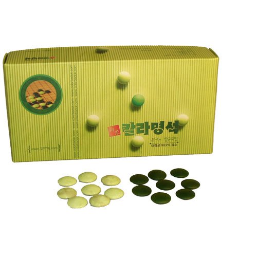 Worldwise Imports Green and Jade Glass Go Stones in Colorful Cardboard Box