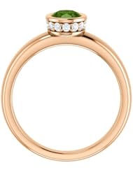 18K Rose Gold 7.00x5.00mm Oval Cut Green Tourmaline and Diamond Ring -- LIFETIME WARRANTY