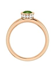 10K Rose Gold 7.00x5.00mm Oval Cut Green Tourmaline and Diamond Ring -- LIFETIME WARRANTY