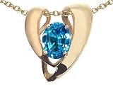 2.00 cts Genuine Blue Topaz Heart Shaped Pendants - 14kt White or Yellow Gold