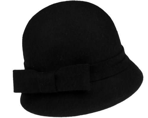 Capelli New York Blocked Wool Felt Cloche Hat With Double Self Band And Bow With Detail