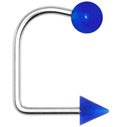 14 Gauge Blue Glow in the Dark Cone Lippy Loop Labret
