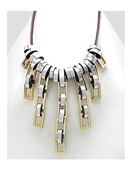 Silver Leather Necklace In White Base