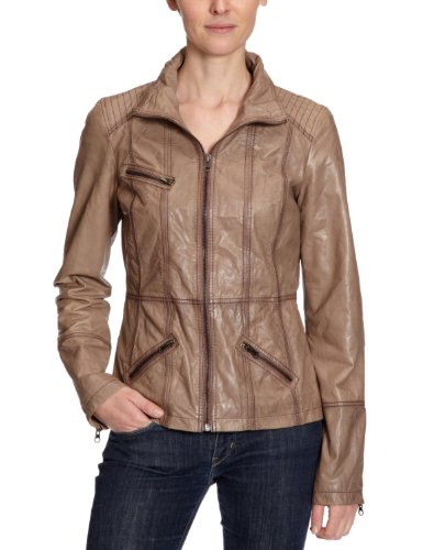 TOM TAILOR Denim Damen Jacke, 37000250071/biker leatherjacket, Gr. 38 (M), Beige (1000) Preisvergleich