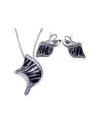 Nickel Free Sterling Silver Pendant & Earring Sets Zebra Print CZ Set
