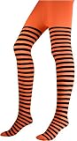 Adult Black and Orange Striped Tights