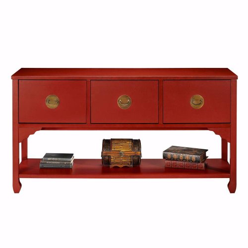 Wuchow Three drawer File Console, 3-DRAWER CONSOL, ANTIQUE RED