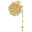 Gold Plated Rhodium Rosary with 8mm Beads - Blessed Virgin Mary Symbol Centerpiece - 26" Necklace - 18" Overall