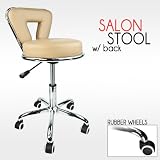 Professional Working Stool Doctor Dentist Salon Spa Barber Beige Chair PU Leather