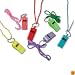 Rhode Island Novelty 12 Neon Plastic Whistle Necklaces on Nylon Braided Cord