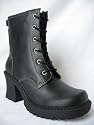 Black Lace up Gothic Vegan Boots w/ Chunky Heels