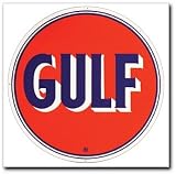 HUSKY LINERS 00072 Signpast; Reproduction Vintage Sign; Gulf 2; Round; 25.5 in. Dia.;