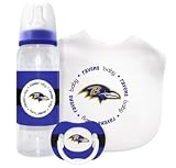 Brand New Baby Fanatic Baltimore Ravens Baby Gift Set Kickoff Collection 3-Piece Baby Feeding Set