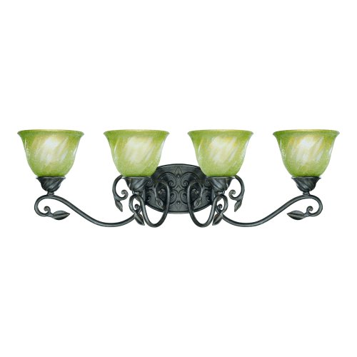 Westinghouse 69048 Cedar Forrest Four-Light Wall Fixture, Antique Bronze Finish with Seeded Oliveta Globe