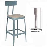 18 Stool-Pressed Wood Seat, Back, and Ajustable Leg Extensions (Set of 2) Stool Color:...