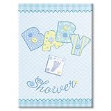 Baby Blue Stitching Invitations With Envelopes