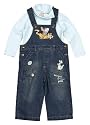 Familie Feuerstein Baby/Kinder Bekleidungsset Jeans Latzhose und langarm Shirt, hellblau