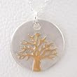 Round Tree of Life Pendant in Sterling Silver and 24kt Gold Vermeil on 16" chain, #8738