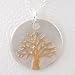 Round Tree of Life Pendant in Sterling Silver and 24kt Gold Vermeil on 16