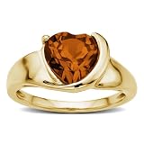 10k Yellow Gold Heart Shaped Created Padparascha Ring, Size 7
