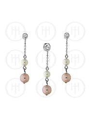 Sterling Silver -Pearl Earrings Pendant Set (PS-1035)