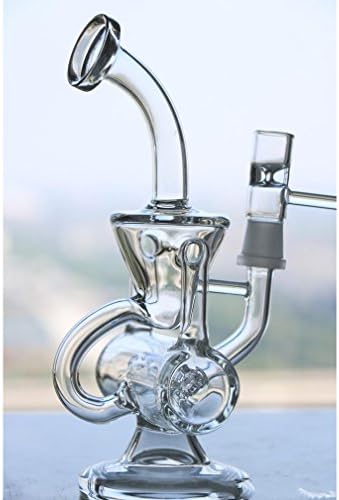 Double Barrel Recycler Glass Pipe Vapor Oil Rig 8" Size Glass Hookah