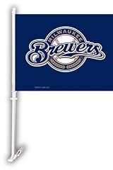 Milwaukee Brewers CAR FLAG w/Wall Brackett Set of 2