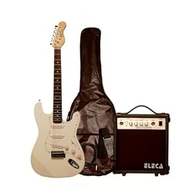 39 Inch White Electric Guitar Beginner Kit with 10 Watt Amp